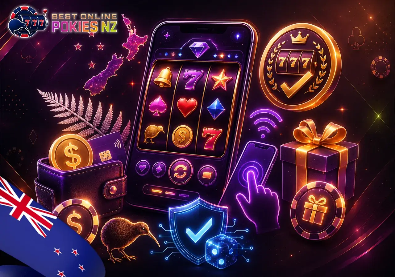 Reasons why Kiwi players choose online pokies, including NZD payments, bonuses, mobile play, and fair RNG audits